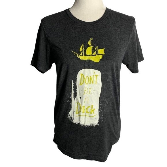 Moby Dick The Whale Crewneck T Shirt S Black Short Sleeve Don't Be A Dick - Picture 1 of 6